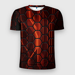 Футболка спортивная мужская Огненные шестигранники соты, цвет: 3D-принт