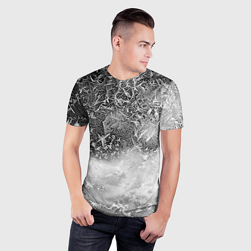Мужская спорт-футболка Серый лёд и снежинки / 3D-принт – фото 3