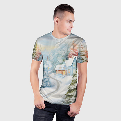 Мужская спорт-футболка Морозная феерия ночи / 3D-принт – фото 3