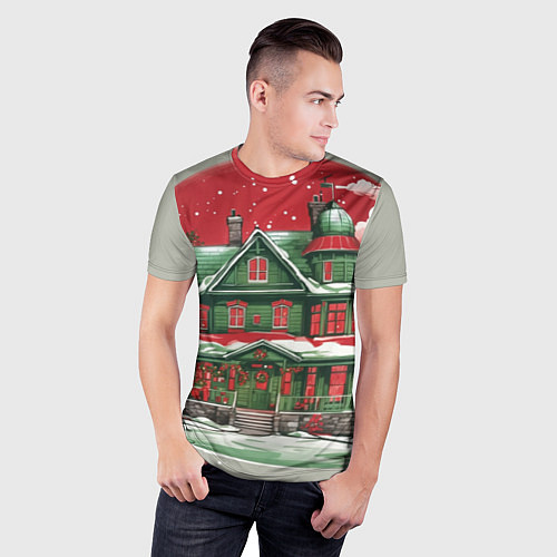 Мужская спорт-футболка Рождественский дом / 3D-принт – фото 3