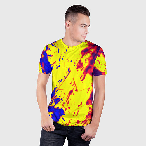 Мужская спорт-футболка Half life toxic yellow fire / 3D-принт – фото 3