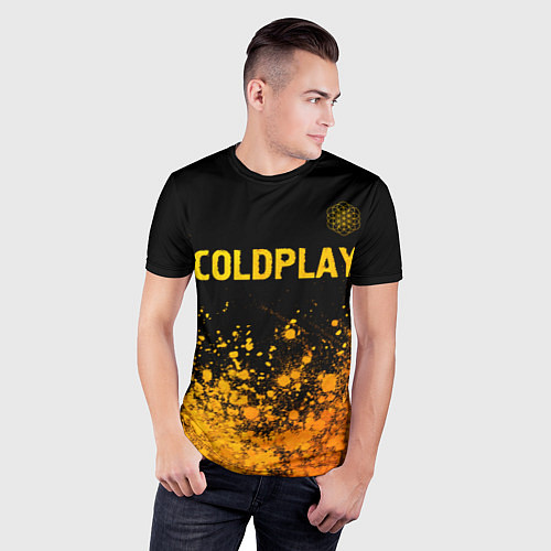 Мужская спорт-футболка Coldplay - gold gradient посередине / 3D-принт – фото 3