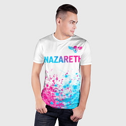 Футболка спортивная мужская Nazareth neon gradient style посередине, цвет: 3D-принт — фото 2