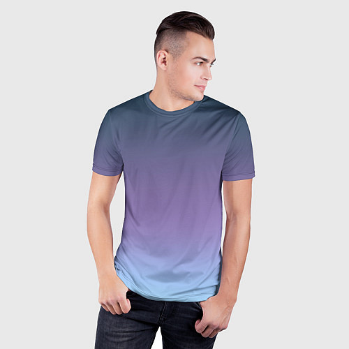 Мужская спорт-футболка Градиент синий фиолетовый голубой / 3D-принт – фото 3