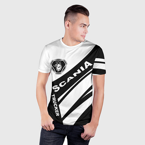 Мужская спорт-футболка Scania дальнобойщик / 3D-принт – фото 3