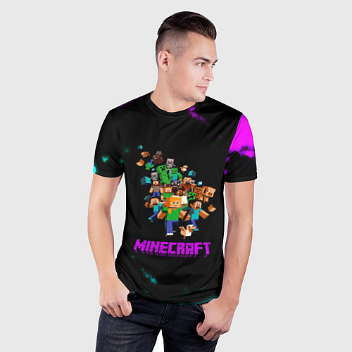 Мужская спорт-футболка Minecraft neon краски / 3D-принт – фото 3