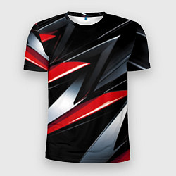 Футболка спортивная мужская Red black abstract, цвет: 3D-принт