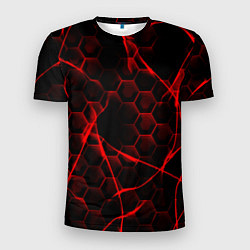 Футболка спортивная мужская Красные узоры шестиугольник, цвет: 3D-принт