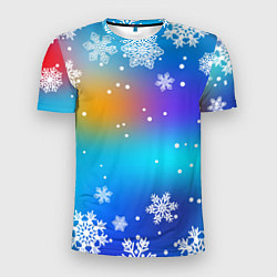 Футболка спортивная мужская Снегопад на Новый год, цвет: 3D-принт