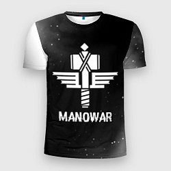 Футболка спортивная мужская Manowar glitch на темном фоне, цвет: 3D-принт