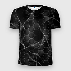 Футболка спортивная мужская Чёрные соты, цвет: 3D-принт