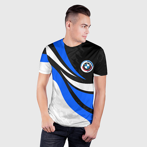 Мужская спорт-футболка BMW - синяя абстракция / 3D-принт – фото 3