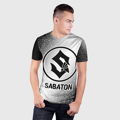 Мужская спорт-футболка Sabaton glitch на светлом фоне / 3D-принт – фото 3