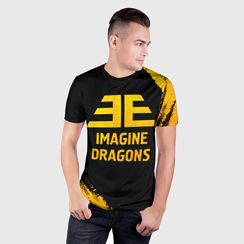 Мужская спорт-футболка Imagine Dragons - gold gradient / 3D-принт – фото 3