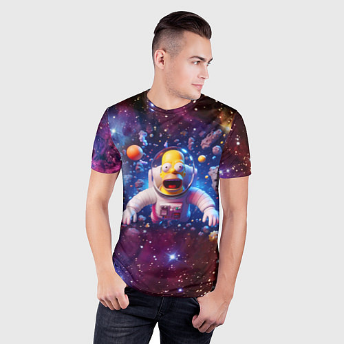 Мужская спорт-футболка Homer Simpson in space - ai art / 3D-принт – фото 3