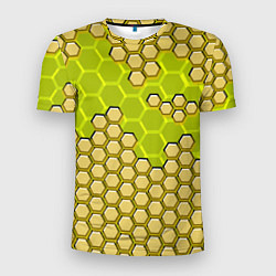 Футболка спортивная мужская Жёлтая энерго-броня из шестиугольников, цвет: 3D-принт
