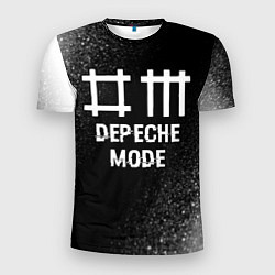 Футболка спортивная мужская Depeche Mode glitch на темном фоне, цвет: 3D-принт