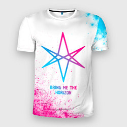 Футболка спортивная мужская Bring Me the Horizon neon gradient style, цвет: 3D-принт