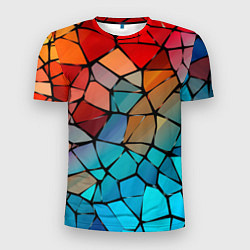 Футболка спортивная мужская Красно-синяя витражная мозаика, цвет: 3D-принт