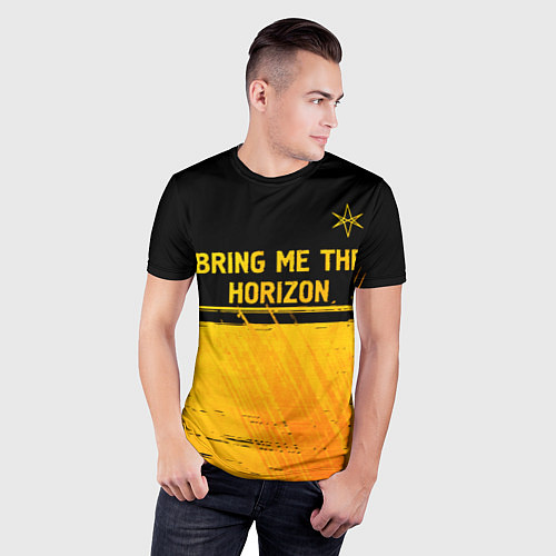 Мужская спорт-футболка Bring Me the Horizon - gold gradient посередине / 3D-принт – фото 3