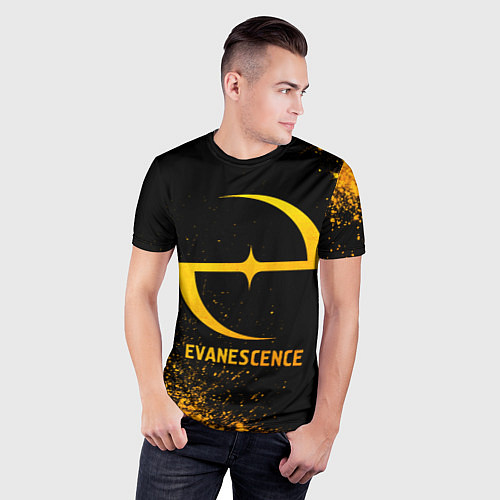 Мужская спорт-футболка Evanescence - gold gradient / 3D-принт – фото 3