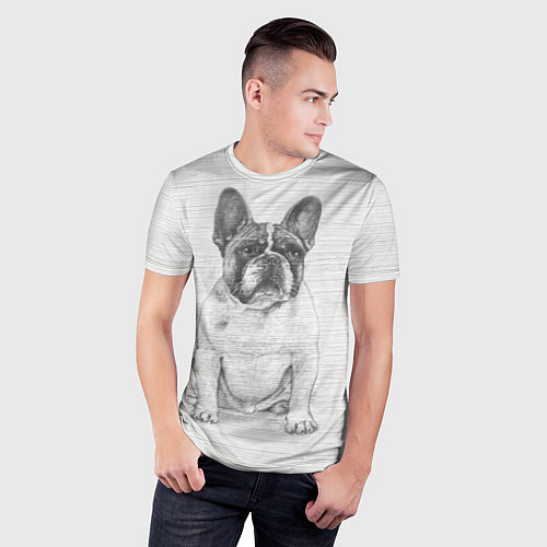 Мужская спорт-футболка Французский бульдог грустинка / 3D-принт – фото 3