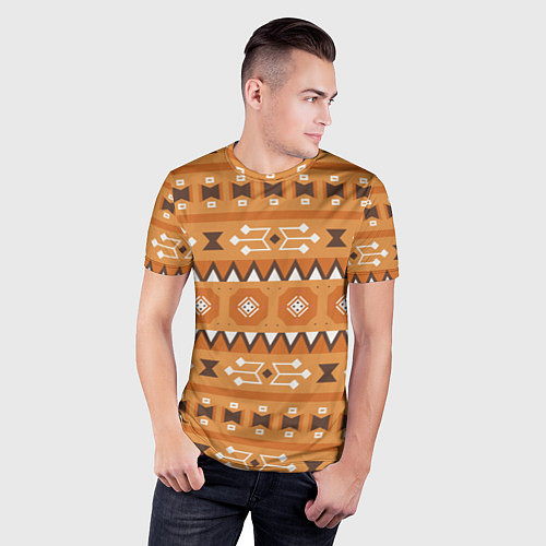 Мужская спорт-футболка Brown tribal geometric / 3D-принт – фото 3