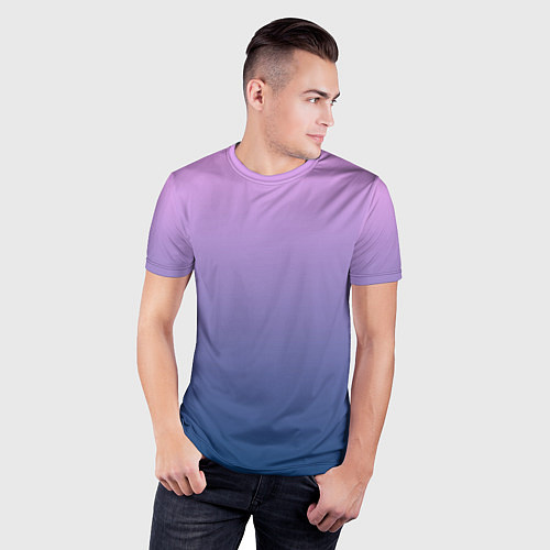 Мужская спорт-футболка Рассвет розовый и синий градиент 3d / 3D-принт – фото 3