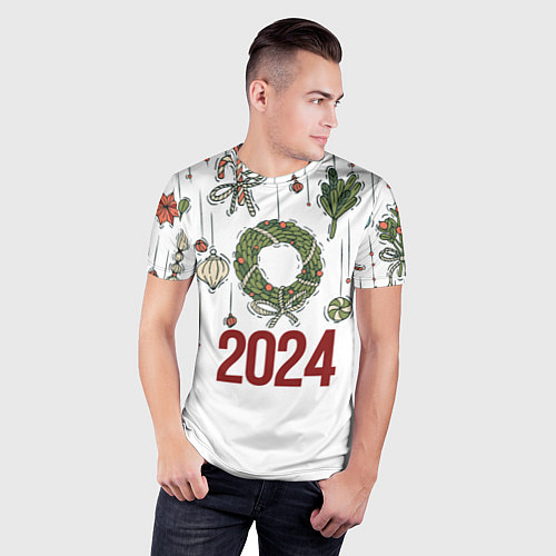 Мужская спорт-футболка Новогодние украшения / 3D-принт – фото 3