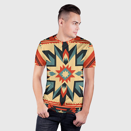 Мужская спорт-футболка Орнамент в стиле американских индейцев / 3D-принт – фото 3