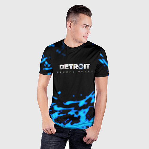 Мужская спорт-футболка Detroit become human голубая кровь / 3D-принт – фото 3