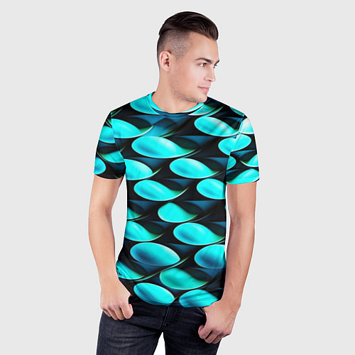 Мужская спорт-футболка Голубые чешуйки / 3D-принт – фото 3