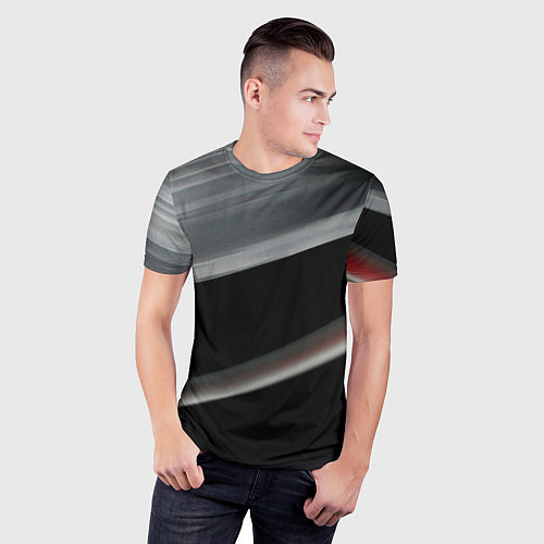 Мужская спорт-футболка Black grey abstract / 3D-принт – фото 3