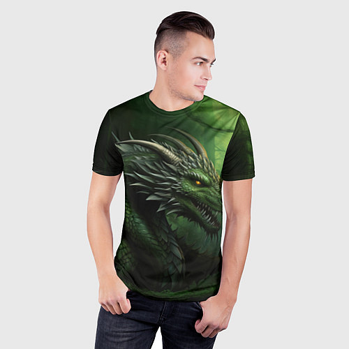 Мужская спорт-футболка Зеленый дракон символ 2024 / 3D-принт – фото 3