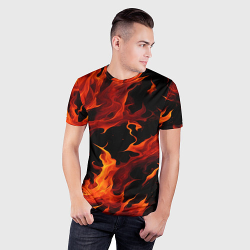 Мужская спорт-футболка Пламя в темноте / 3D-принт – фото 3