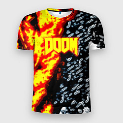 Футболка спортивная мужская Doom огненное лого, цвет: 3D-принт