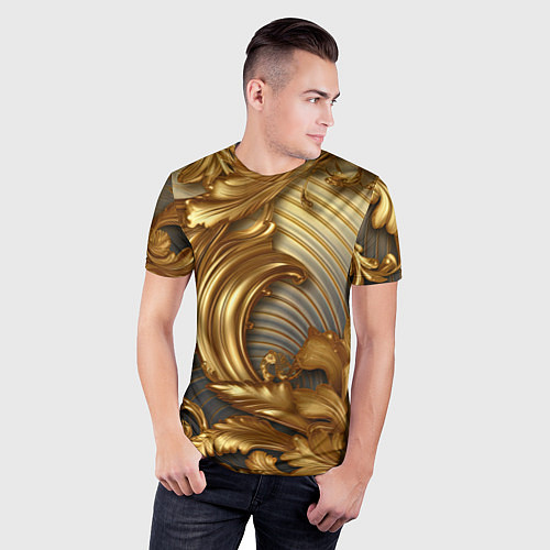 Мужская спорт-футболка Золотая текстура и абстракции / 3D-принт – фото 3