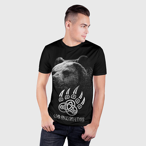 Мужская спорт-футболка Медведь - славянский стиль / 3D-принт – фото 3