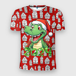 Футболка спортивная мужская Новогодний забавный дракон 2024, цвет: 3D-принт