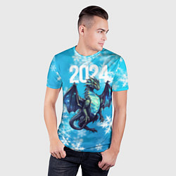 Футболка спортивная мужская 2024 синий дракон, цвет: 3D-принт — фото 2