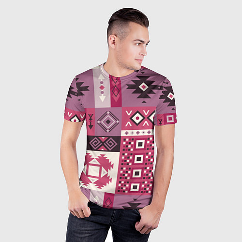 Мужская спорт-футболка Этническая геометрия в розовой палитре / 3D-принт – фото 3