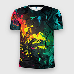 Мужская спорт-футболка Яркие разноцветные абстрактные листья