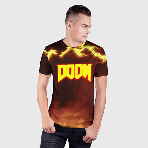 Мужская спорт-футболка Doom storm огненное лого / 3D-принт – фото 3