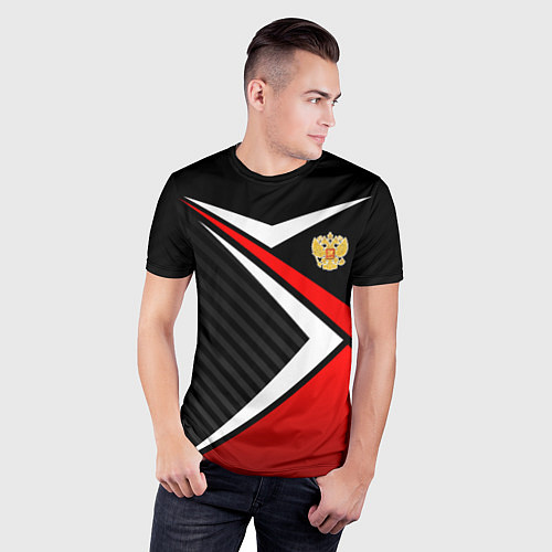 Мужская спорт-футболка Russia - black and red / 3D-принт – фото 3