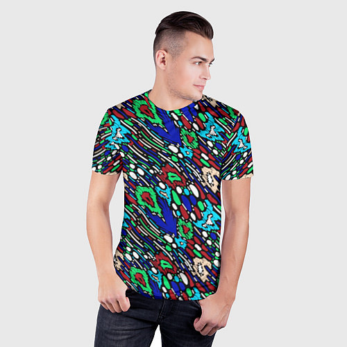 Мужская спорт-футболка Абстрактный цветной узор / 3D-принт – фото 3