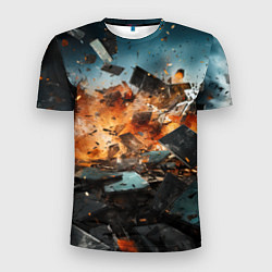 Футболка спортивная мужская Взрыв плит абстракция, цвет: 3D-принт