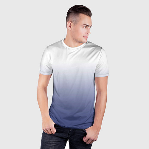 Мужская спорт-футболка Туманный градиент бело-синий / 3D-принт – фото 3