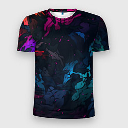 Мужская спорт-футболка Темная цветная абстракция пятнами