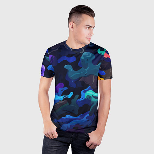 Мужская спорт-футболка Камуфляж из разноцветных красок / 3D-принт – фото 3
