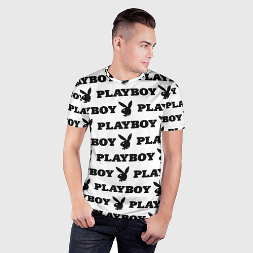 Мужская спорт-футболка Playboy rabbit / 3D-принт – фото 3
